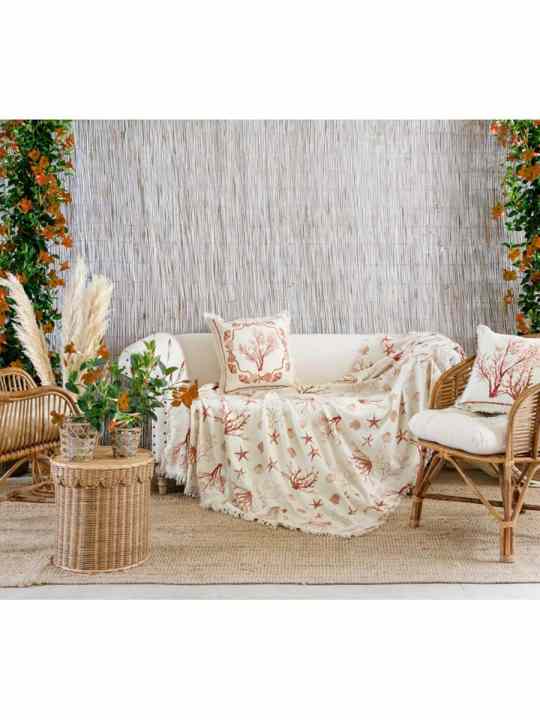 Cuscino con frangia in lino  