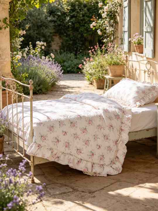 Trapuntino Letto Singolo “Incanto Fiorito” Blanc MariClò