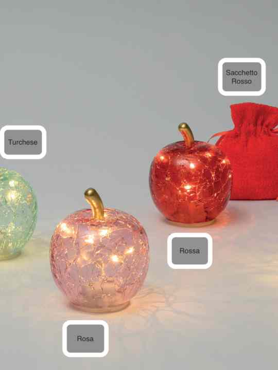 Mela in vetro con led 