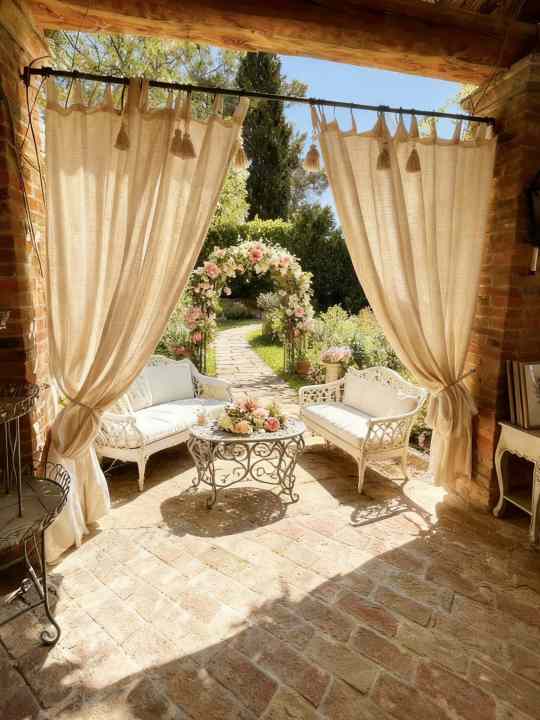 Tenda con passanti e 3 nappe 