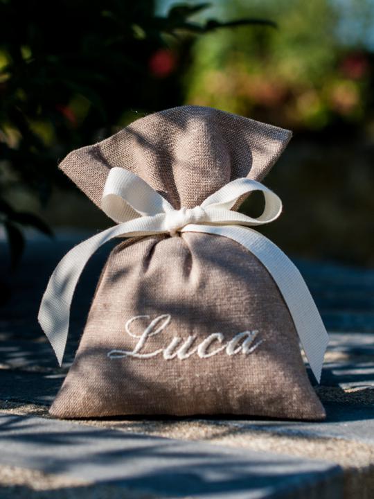 Sacchetto nocciola personalizzato con nome/iniziali 