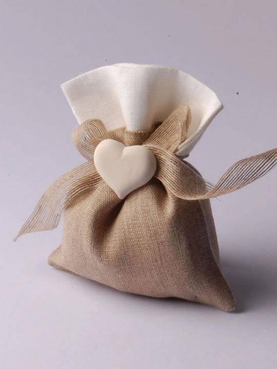 Sacchetto Lino Bicolor Cuore 